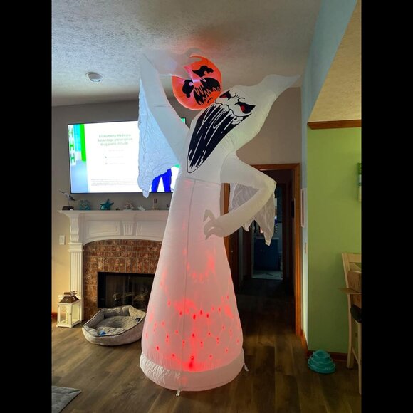 10 FT Ghost with Pumpkin Halloween Blow Up Inflatable Decorations with LED Light - Picture 1 of 8